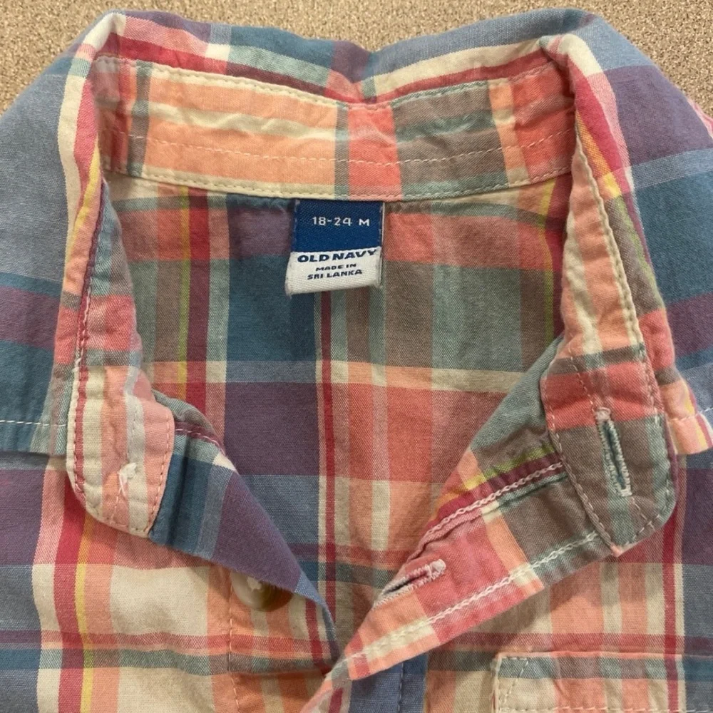 Old Navy Kids Plaid Shirt - Blue and Pink 18-24 months